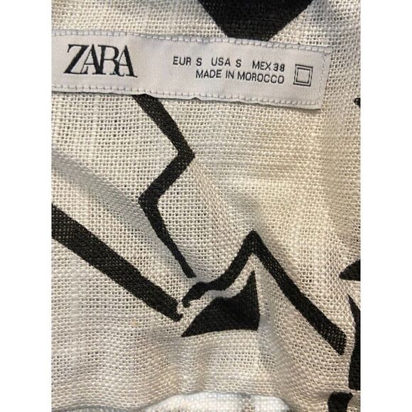 Zara Mens Shirt Size S White Black Geometric Graphic Button Up 4570/410 NWT - Picture 5 of 8